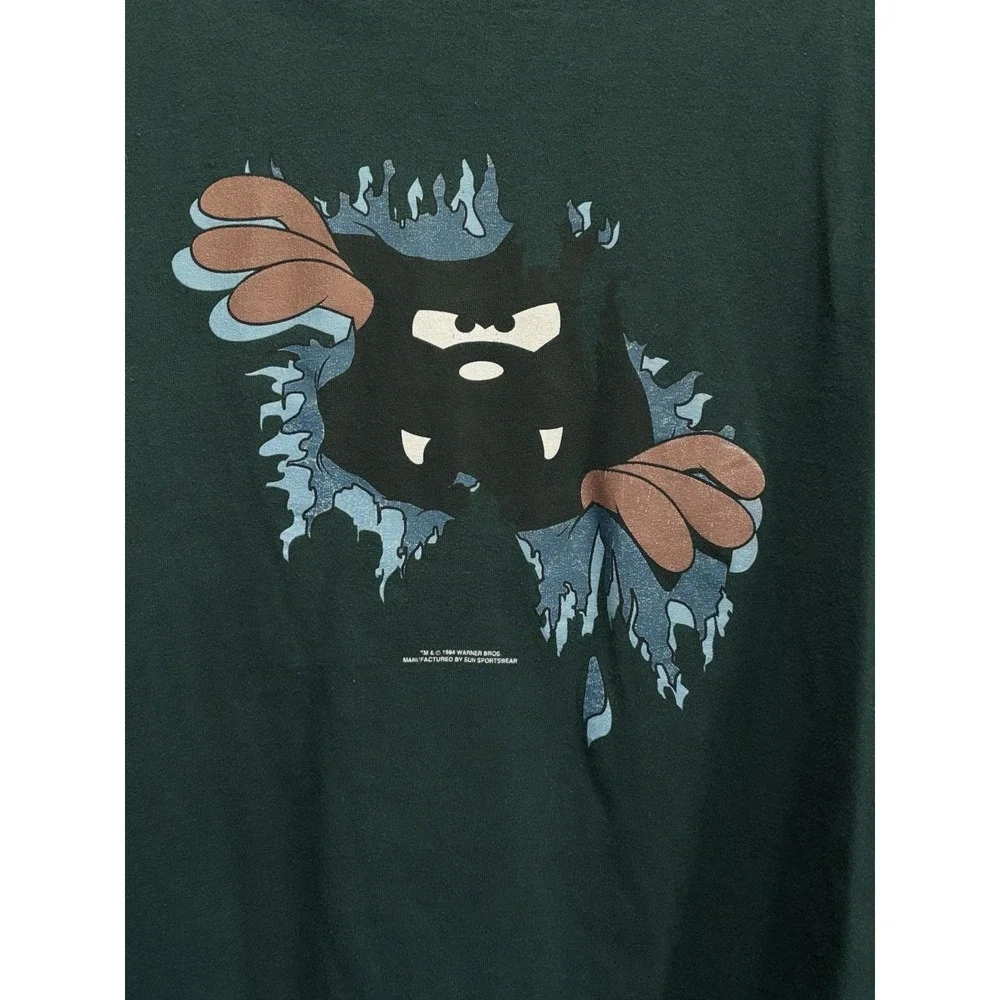 Vintage‎ Sun Tazmanian Devil Graphic TShirt Double Sided Green Teen Size XL 1994
